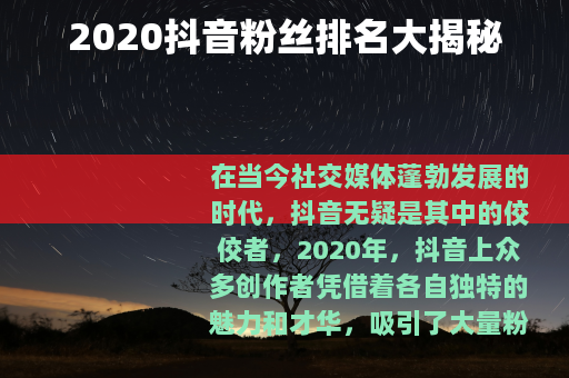 2020抖音粉丝排名大揭秘