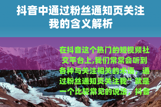 抖音中通过粉丝通知页关注我的含义解析