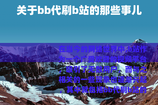 关于bb代刷b站的那些事儿