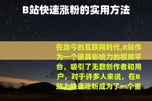 B站快速涨粉的实用方法