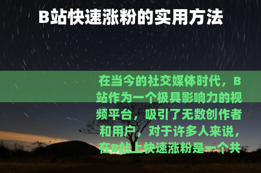 B站快速涨粉的实用方法