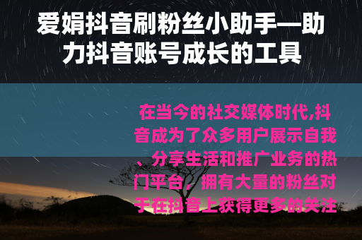 爱娟抖音刷粉丝小助手—助力抖音账号成长的工具