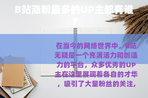 B站涨粉最多的UP主都有谁？