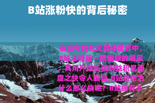 B站涨粉快的背后秘密