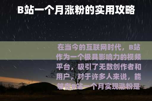 B站一个月涨粉的实用攻略