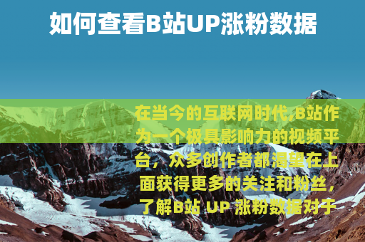 如何查看B站UP涨粉数据