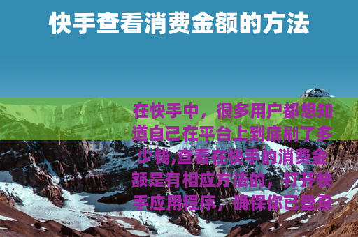 快手查看消费金额的方法