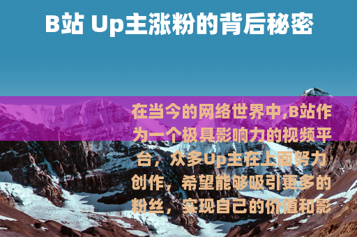 B站 Up主涨粉的背后秘密