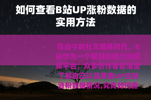 如何查看B站UP涨粉数据的实用方法