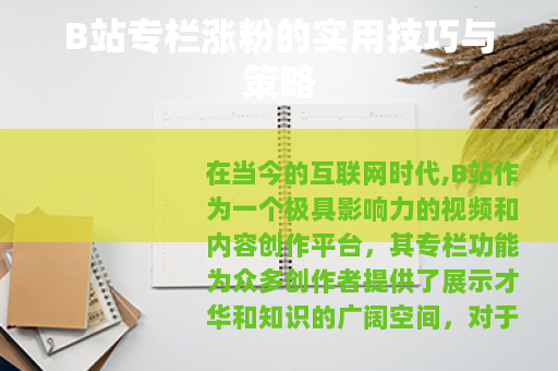 B站专栏涨粉的实用技巧与策略