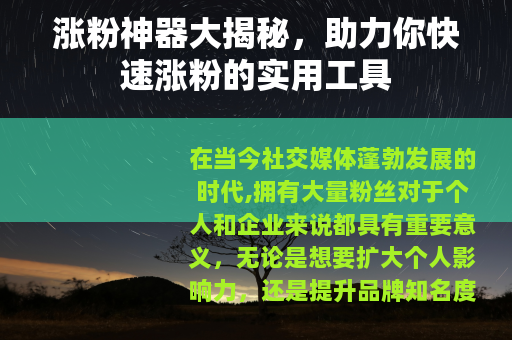 涨粉神器大揭秘，助力你快速涨粉的实用工具