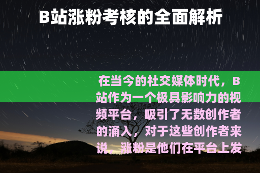 B站涨粉考核的全面解析