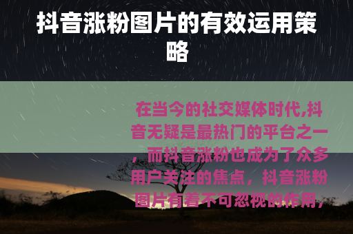 抖音涨粉图片的有效运用策略