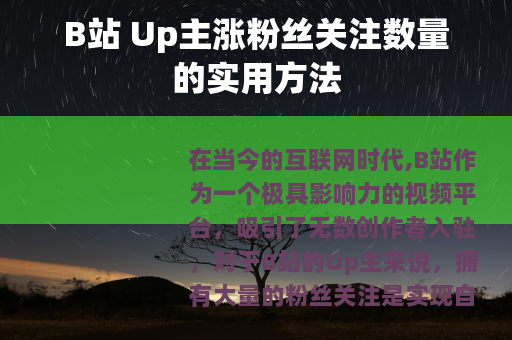 B站 Up主涨粉丝关注数量的实用方法