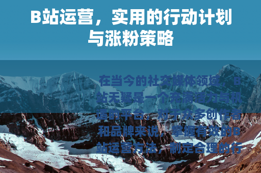 B站运营，实用的行动计划与涨粉策略