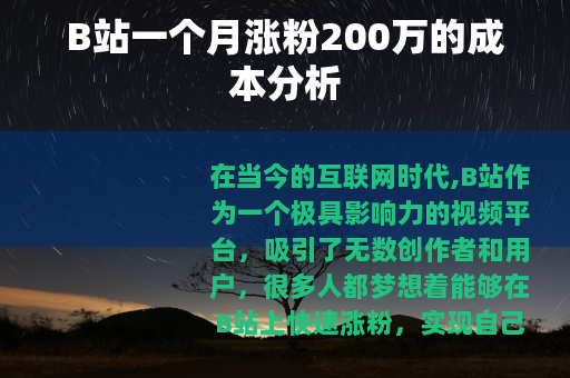 B站一个月涨粉200万的成本分析