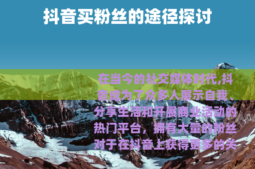 抖音买粉丝的途径探讨