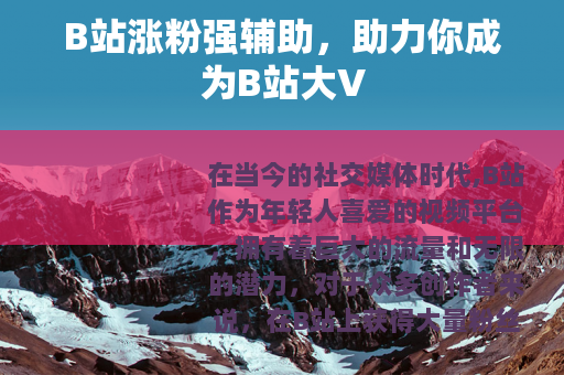 B站涨粉强辅助，助力你成为B站大V