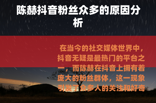 陈赫抖音粉丝众多的原因分析