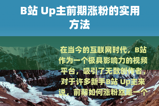 B站 Up主前期涨粉的实用方法
