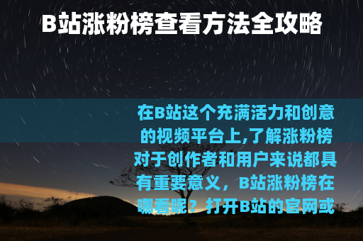 B站涨粉榜查看方法全攻略