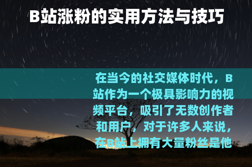 B站涨粉的实用方法与技巧