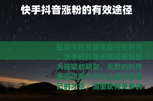 快手抖音涨粉的有效途径