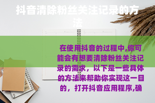 抖音清除粉丝关注记录的方法