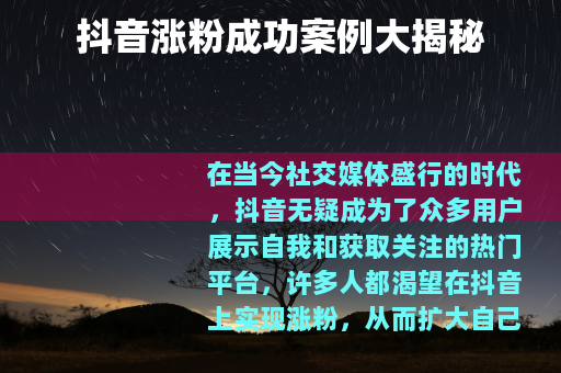 抖音涨粉成功案例大揭秘
