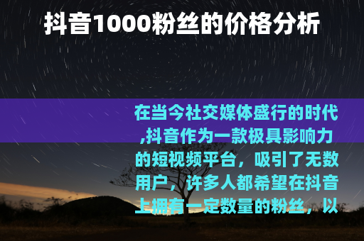 抖音1000粉丝的价格分析